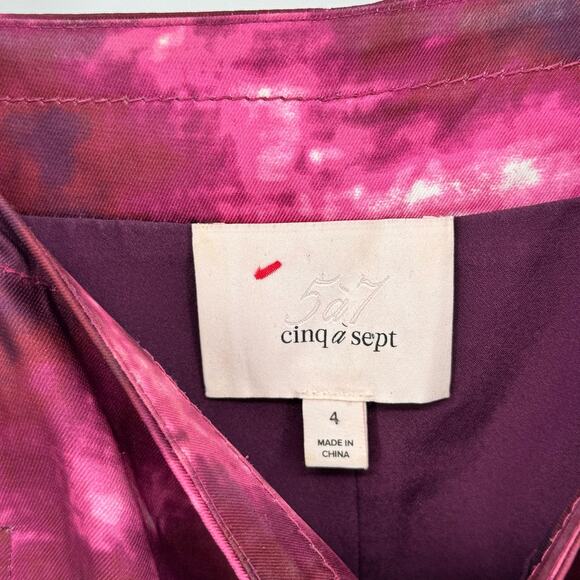 Cinq à Sept Alexa Tie-Dye Pink Burgundy Midi Slit Sz 4 Boho Chic Coastal Summer - Picture 8 of 9